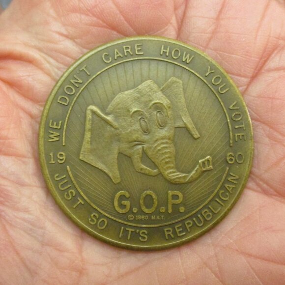 NIXON LODGE 1960 Presidential Election Gold Challenge Coin ~ GOP Republican Coin - Picture 7 of 14